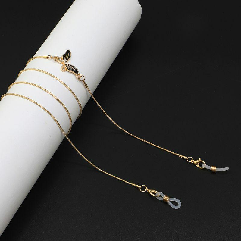 Glasses Chain | 1.2mm fashion simple golden rhinestone butterfly snake chain sunglasses chain Glasses Glasses Chain