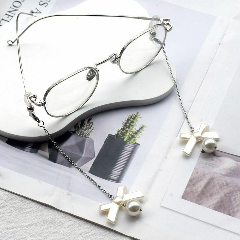 Glasses Chain | Elegant Sweet Bow Knot Stainless Steel Artificial Pearl Glasses Chain Glasses Glasses Chain