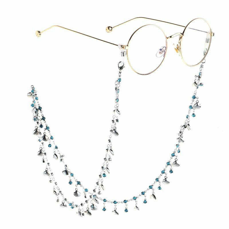 Glasses Chain | fashion gold rhinestone shell glasses chain nhbc153904 Glasses Glasses Chain