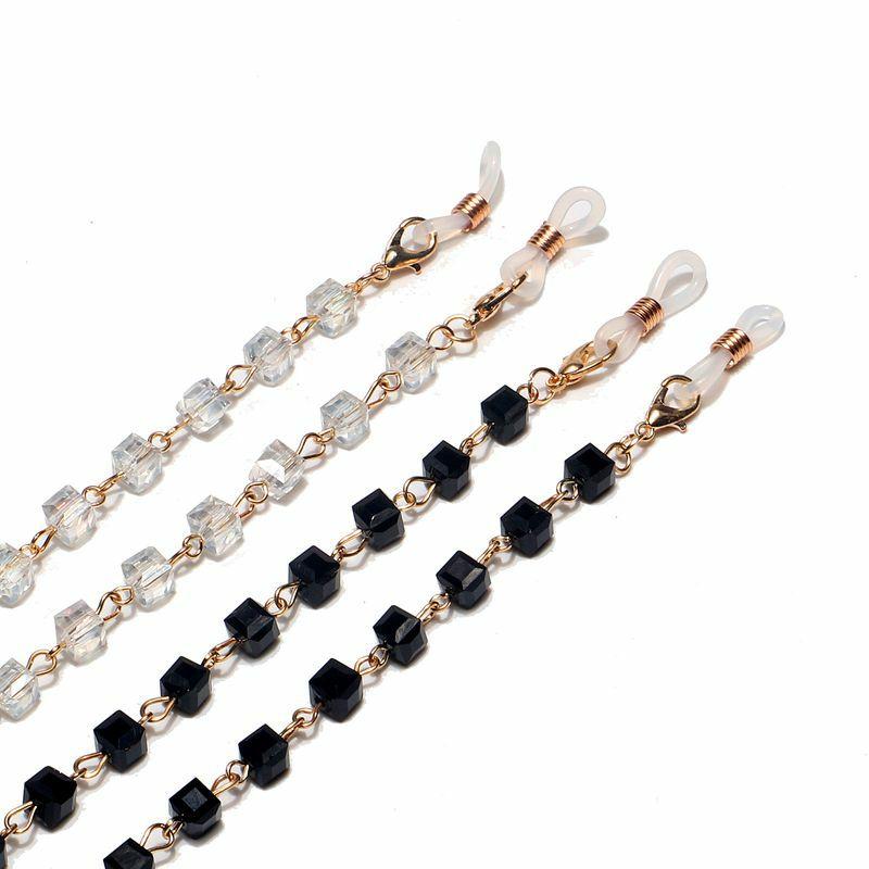 Glasses Chain | fashion golden square crystal black white glasses chain Glasses Glasses Chain