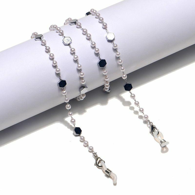 Glasses Chain | fashion hexagonal pearl stainless steel glasses chain Glasses Glasses Chain