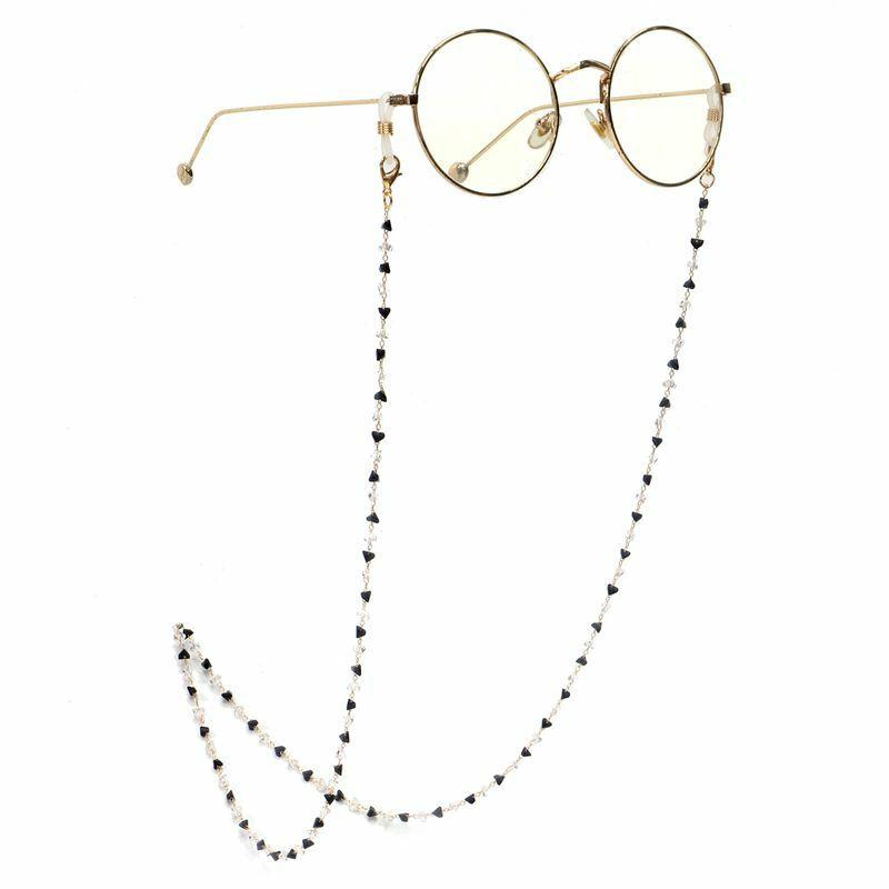 Glasses Chain | golden black and white triangle crystal chain hand-made sunglasses rope fashion sunglasses chain wholesale nihaojewelry Glasses Glasses Chain