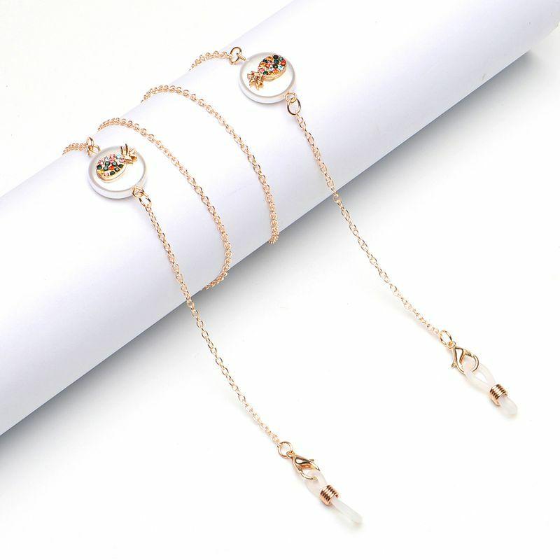 Glasses Chain | non-slip popular metal glasses rope golden fruit pineapple pearl rhinestone pendant glasses chain fashion wholesale nihaojewelry Glasses Glasses Chain