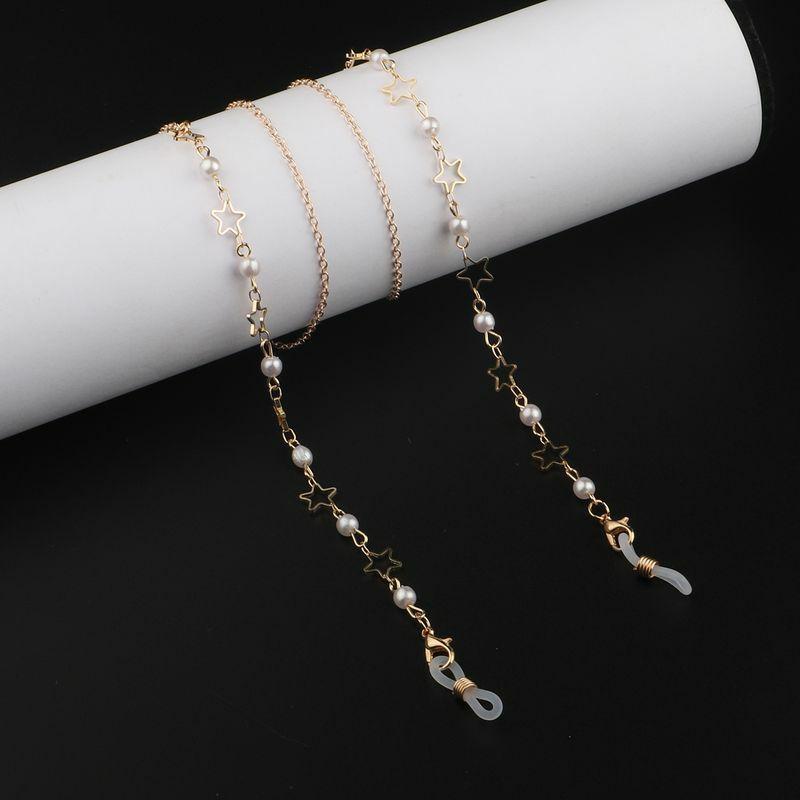 Glasses Chain | pearl color preserving star glasses hanging chain necklace sunglasses glasses rope chain Glasses Glasses Chain