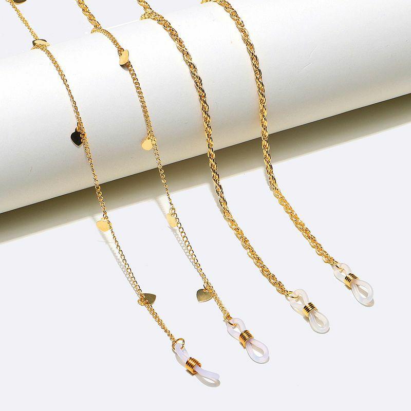 Glasses Chain | simple fashion two-piece copper twist heart gold glasses chain wholesale nihaojewelry Glasses Glasses Chain