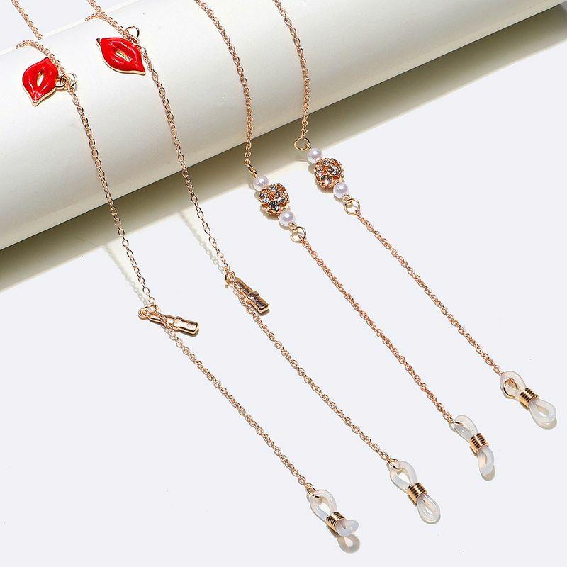 Glasses Chain | simple fashion two-piece lantern rhinestone glasses copper chain wholesale nihaojewelry Glasses Glasses Chain