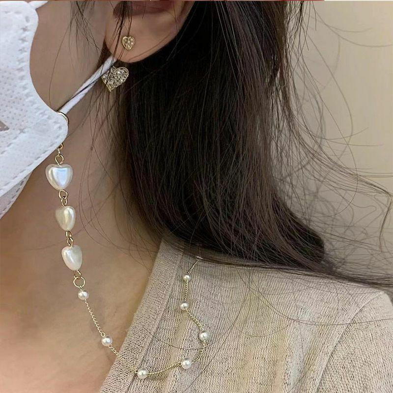 Glasses Chain | sweet korean style heart shape imitation pearl alloy women’s glasses chain Glasses Glasses Chain