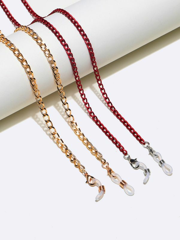 Glasses Chain | vintage two-piece aluminum thick chain gold red glasses chain wholesale nihaojewelry Glasses Glasses Chain