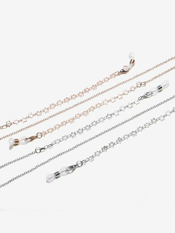 Glasses Chain | wholesale accessories two-piece copper hollow star glasses chain nihaojewelry Glasses Glasses Chain