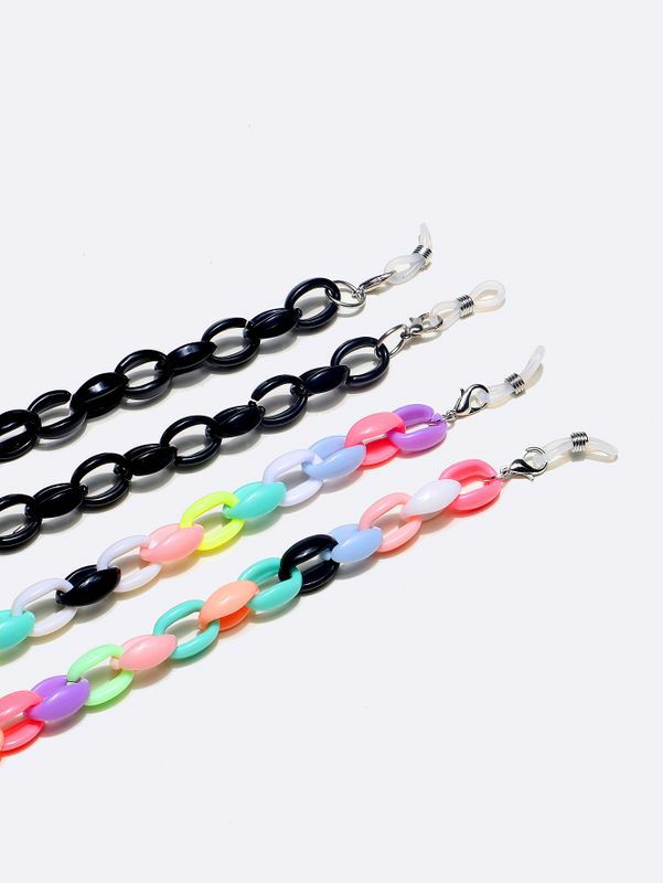 Glasses Chain | wholesale black colorful chain acrylic glasses string 2 pieces set nihaojewelry Glasses Glasses Chain