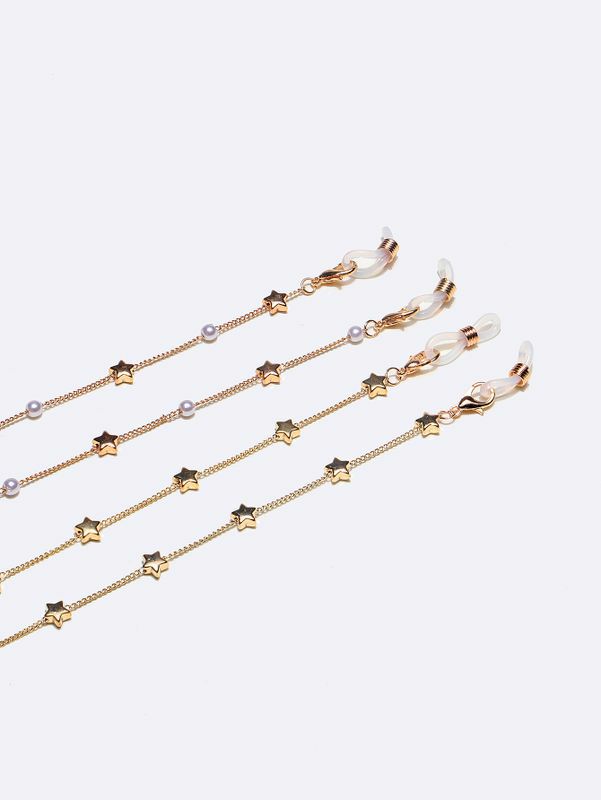 Glasses Chain | wholesale star pearl splicing copper glasses chain 2 pieces set nihaojewelry Glasses Glasses Chain