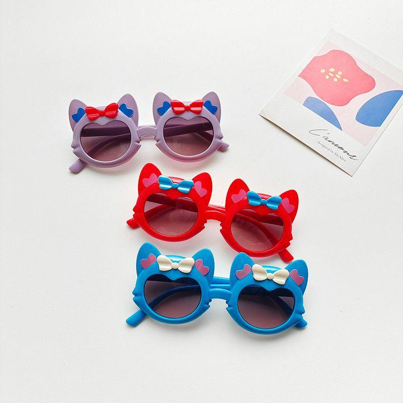 Kids Sunglasses | Cartoon Style Sweet Artistic Cat Bow Knot Pc Resin Oval Frame Full Frame Kids Sunglasses Glasses Kids Sunglasses