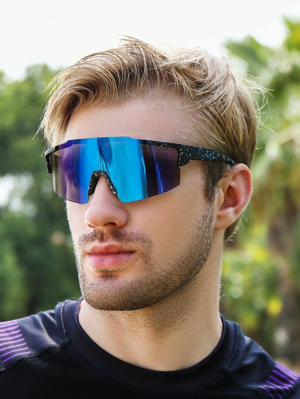 Men’s Sunglasses | casual streetwear geometric pc uv protection polygon sport biker half frame clips glasses Glasses Men's Sunglasses