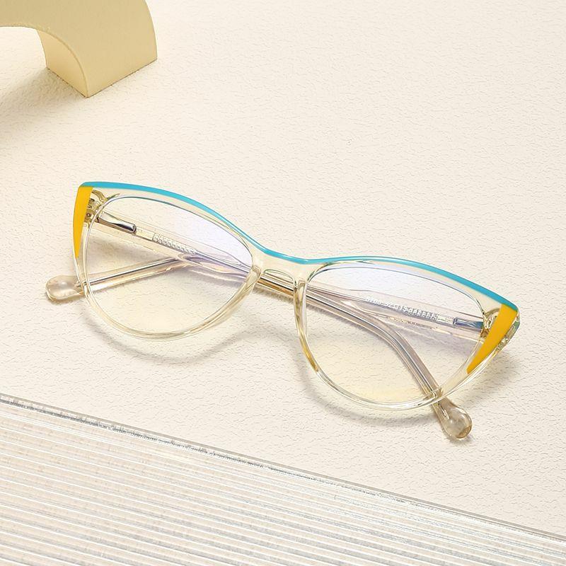 Optical Glasses | Retro Pastoral Color Block Pc Cat Eye Full Frame Optical Glasses Glasses Optical Glasses