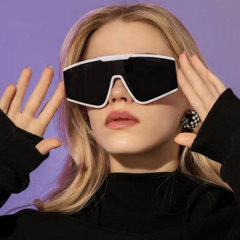 Sports Sunglasses | hip-hop punk solid color ac special-shaped mirror full frame sports sunglasses Glasses Sports Sunglasses