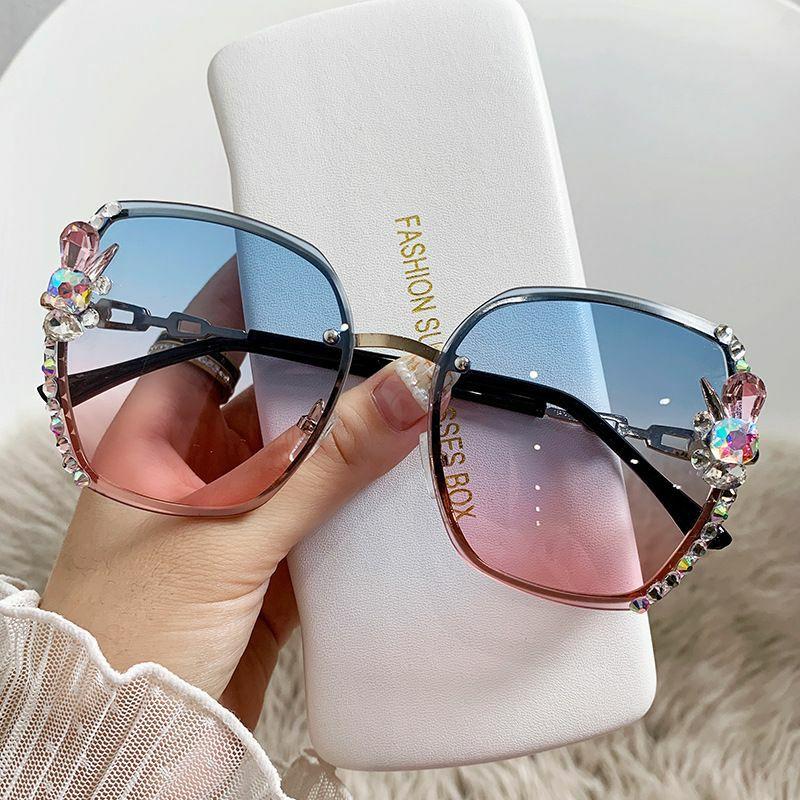 Women’s Sunglasses | elegant basic flower ac special-shaped mirror diamond frameless women’s sunglasses Glasses Women's Sunglasses