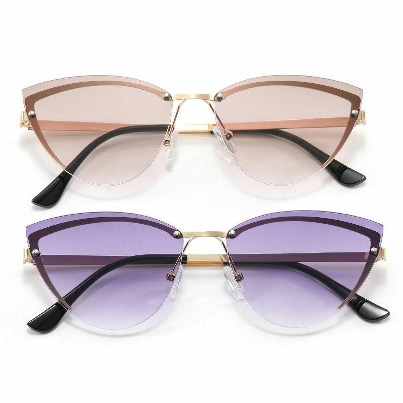 Women’s Sunglasses | elegant simple style gradient color ac cat eye frameless women’s sunglasses Glasses Women's Sunglasses