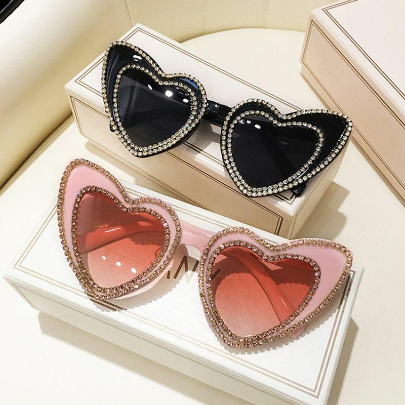 Women’s Sunglasses | fashion heart shape resin special-shaped mirror rhinestone full frame women’s sunglasses Glasses Women's Sunglasses