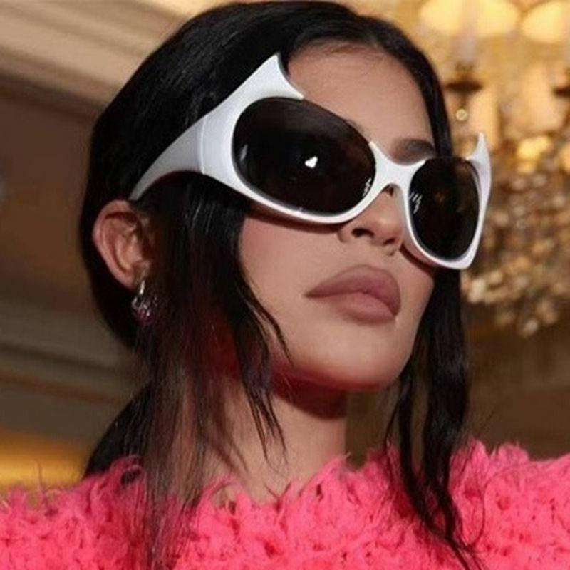 Women’s Sunglasses | hip-hop streetwear color block ac special-shaped mirror full frame glasses Glasses Women's Sunglasses