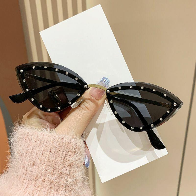 Women’s Sunglasses | hip-hop streetwear gradient color pc cat eye diamond frameless women’s sunglasses Glasses Women's Sunglasses