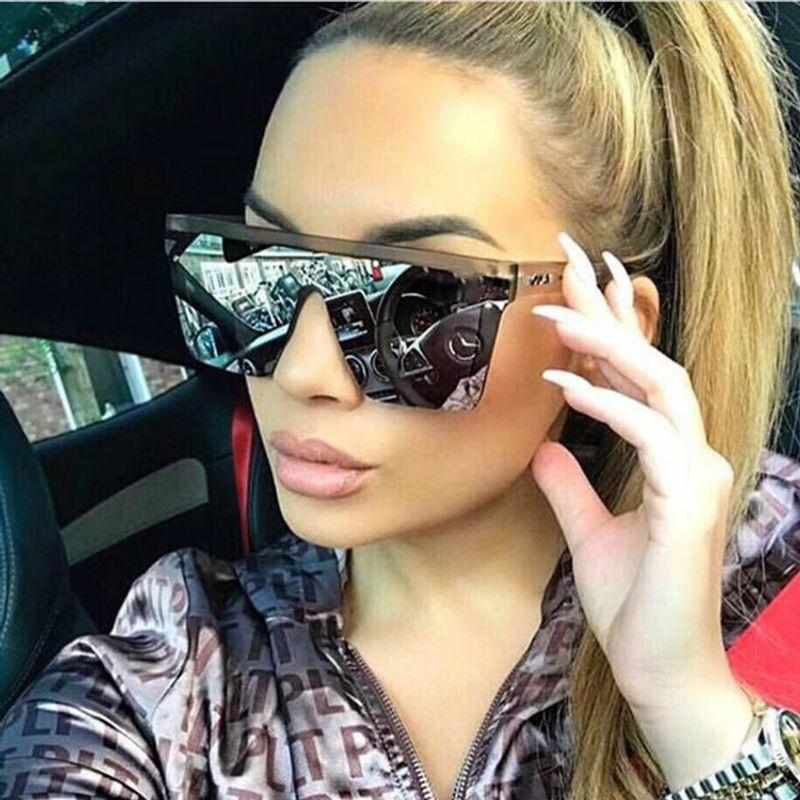 Women’s Sunglasses | new retro trend fashion big frame one-piece sunglasses square sunglasses nihaojewelry wholesale Glasses Women's Sunglasses