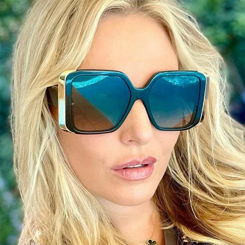 Women’s Sunglasses | punk streetwear color block ac square full frame women’s sunglasses Glasses Women's Sunglasses