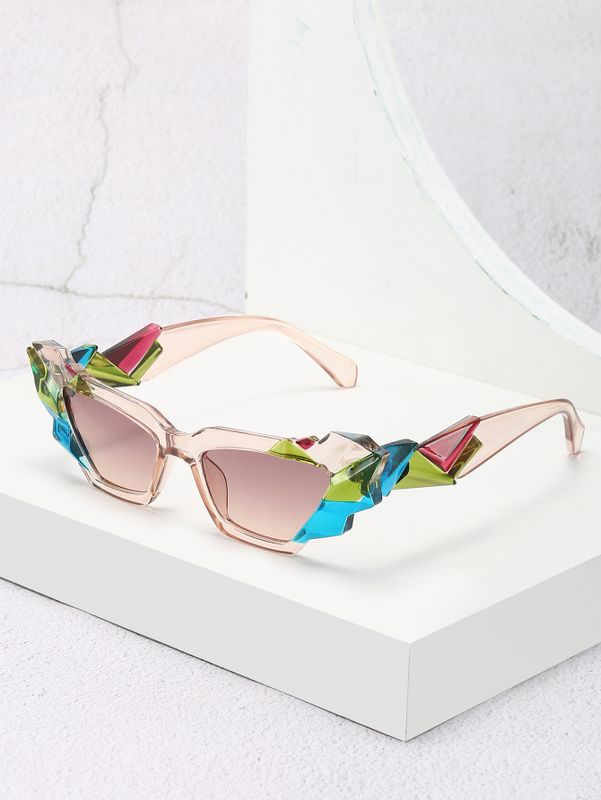 Women’s Sunglasses | retro color block ac cat eye rhinestone full frame women’s sunglasses Glasses Women's Sunglasses