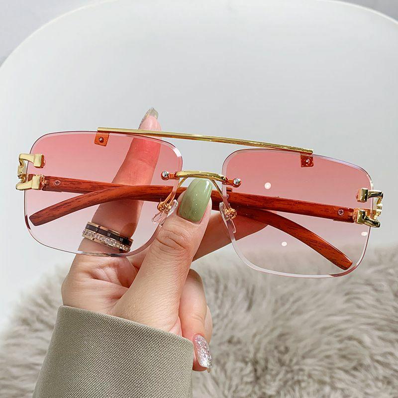 Women’s Sunglasses | Simple Style Classic Style Color Block Ac Square Frameless Sunglasses Glasses Women's Sunglasses