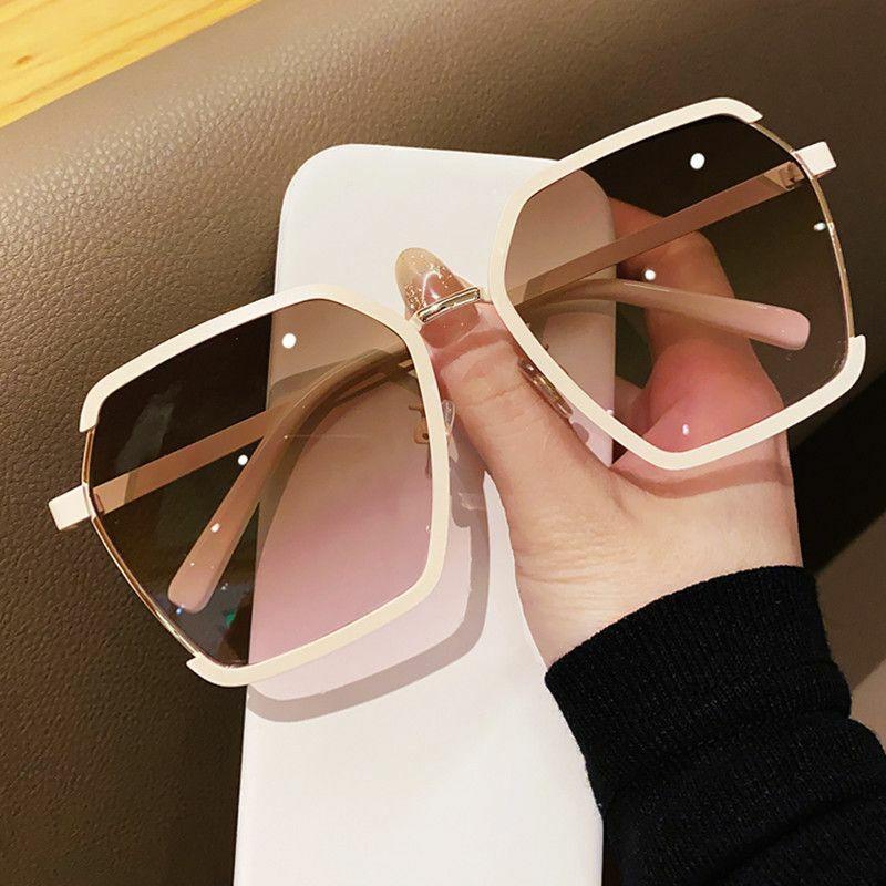 Women’s Sunglasses | simple style gradient color resin polygon half frame women’s sunglasses Glasses Women's Sunglasses