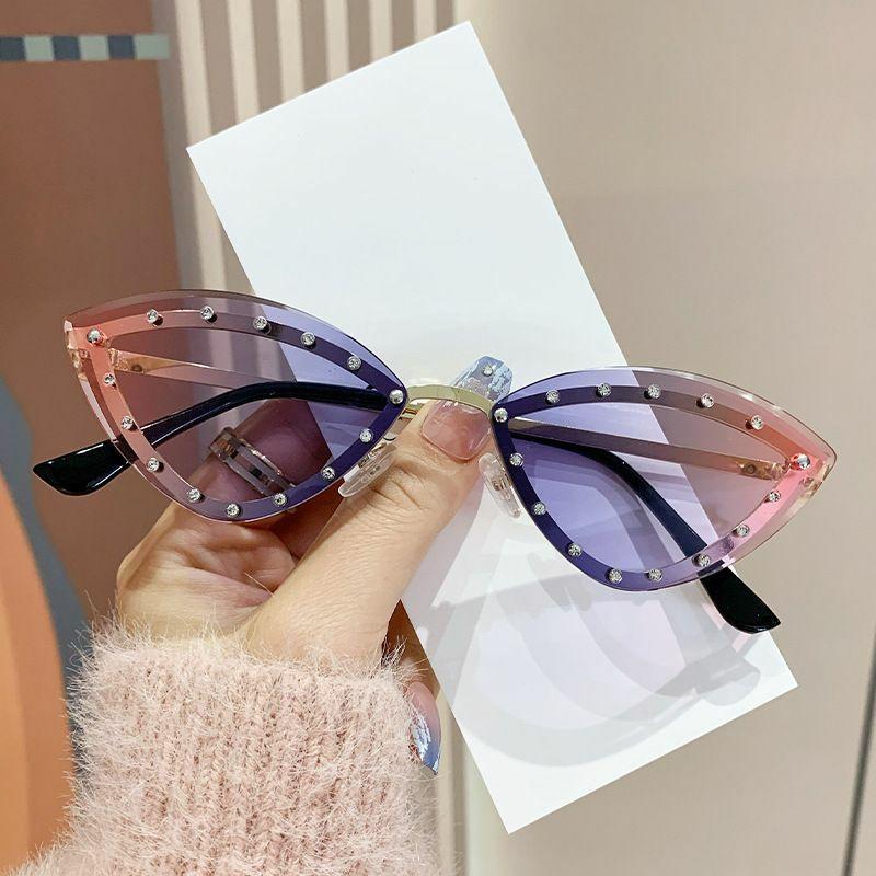 Women’s Sunglasses | Simple Style Streetwear Gradient Color Pc Cat Eye Diamond Frameless Sunglasses Glasses Women's Sunglasses