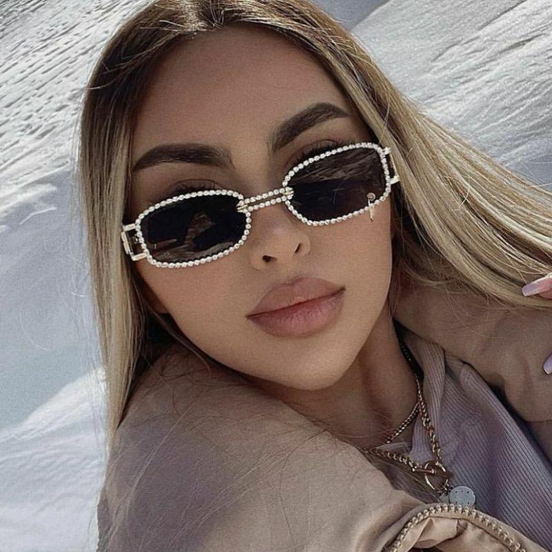 Women’s Sunglasses | streetwear geometric resin square diamond full frame women’s sunglasses Glasses Women's Sunglasses