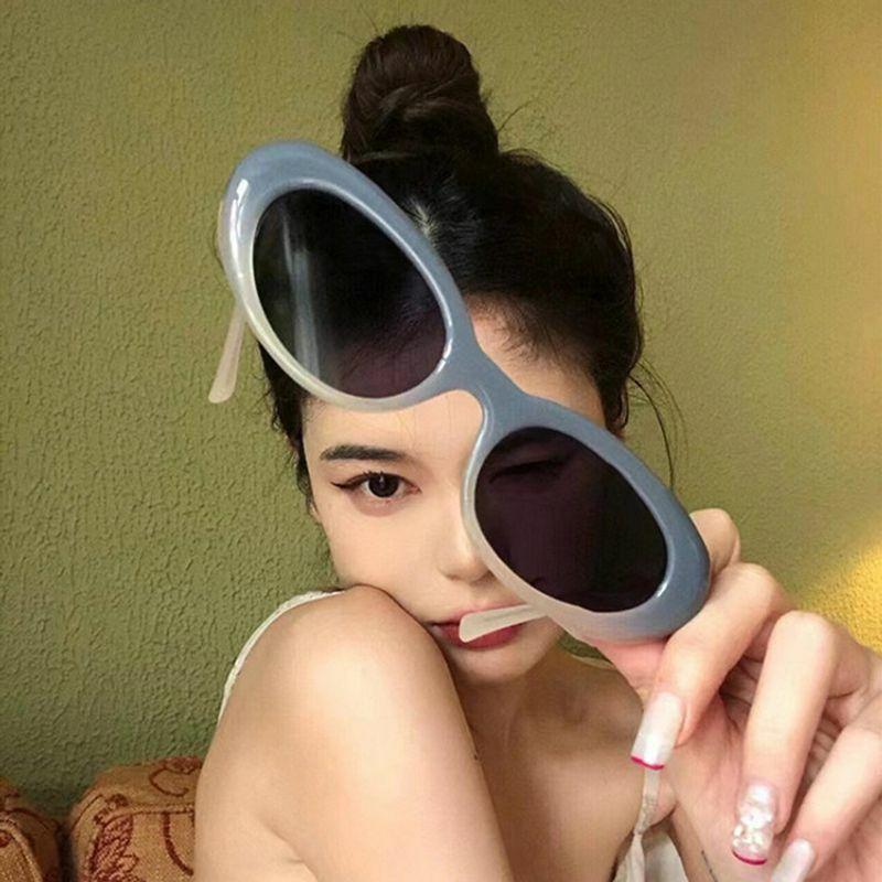 Women’s Sunglasses | streetwear solid color ac oval frame full frame women’s sunglasses Glasses Women's Sunglasses