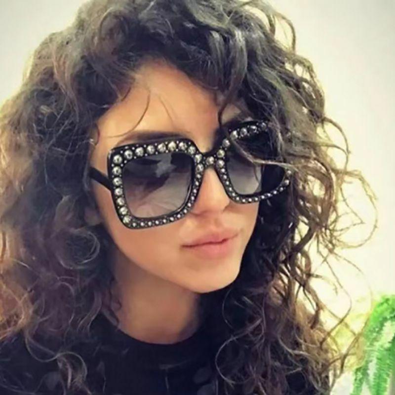 Women’s Sunglasses | women’s fashion solid color ac square diamond full frame sunglasses Glasses Women's Sunglasses