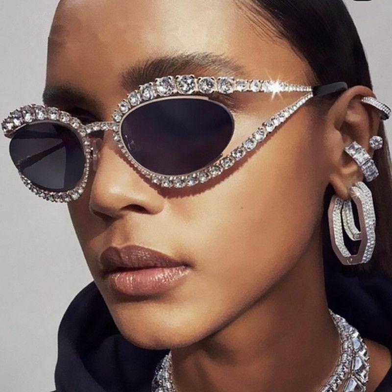 Women’s Sunglasses | y2k hip-hop punk color block pc special-shaped mirror diamond frameless women’s sunglasses Glasses Women's Sunglasses